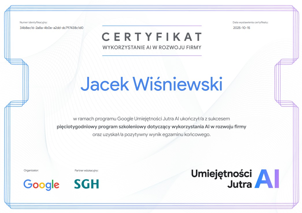 Certyfikat Google & SGH